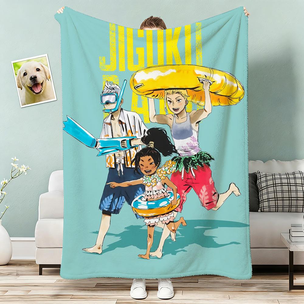 Hell s Paradise - Jigokuraku Throw Lightweight 240g Flannel Blanket Soft Skin-friendly for Summer Cooling 75x90cm