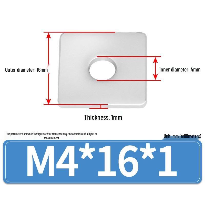 304 Stainless Steel Thickened Square Flat Washers M4-M24