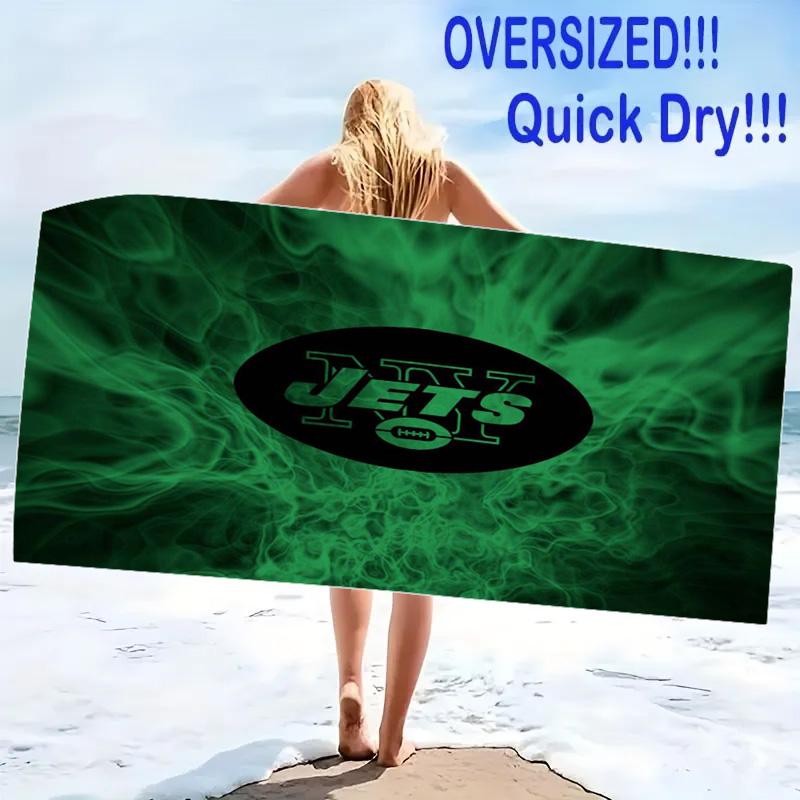 New york jets Logo Print Beach Towel, Large Soft Quick Dry Towel for Beach Camping Swimming