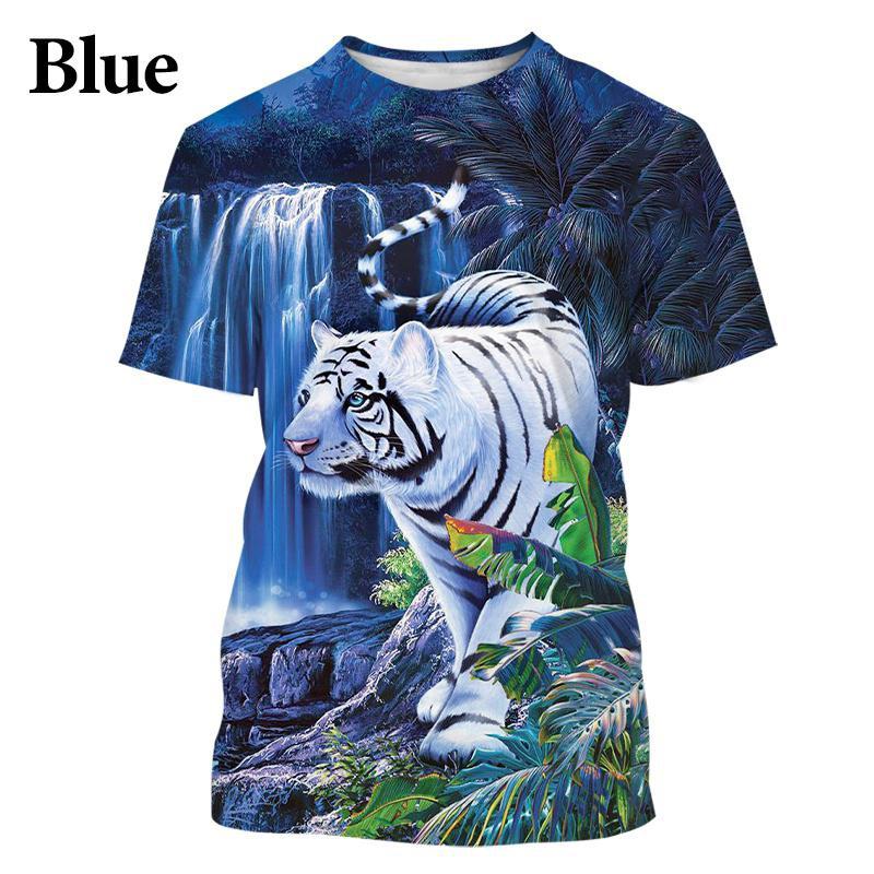 

Футболка с принтом тигра и диких животных, летняя, мужская/женская, с круглым вырезом, повседневная, с коротким рукавом, свободного покроя, модная мужская одежда 5XL