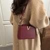 Luxury Women's Tote Bag, Chic V Shaped Stylish Pu Leather Bucket Bag, Top Cover Handbag Women Shoulder Crossbody Bags for Woman