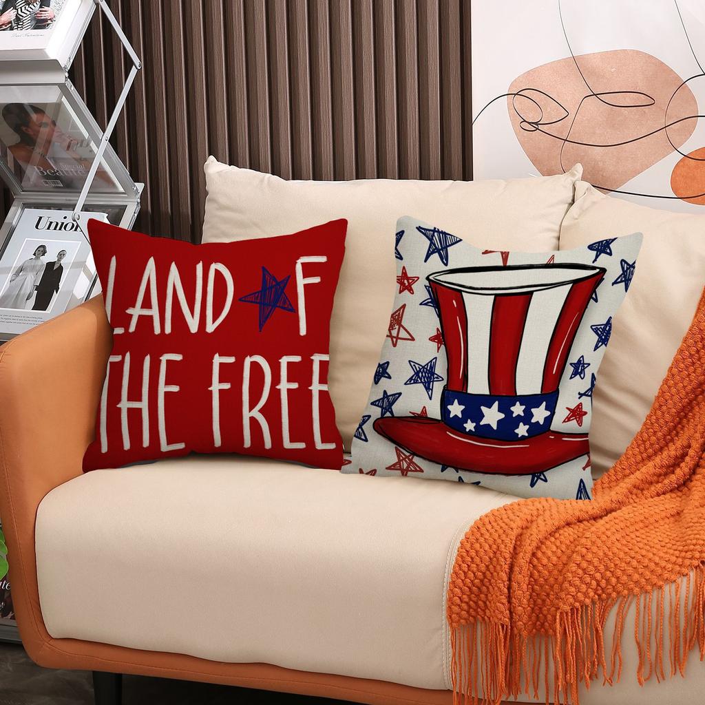 4Th Of July Printed Home Decor Pillow Cover Bedroom Living Room Sofa Decoration Polyester Cushion Cover With Zipper