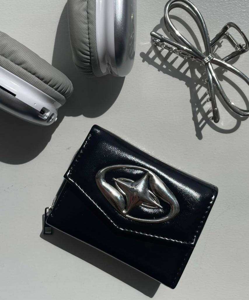 WEGO Big Metal Size Black Women's Wallet, F,