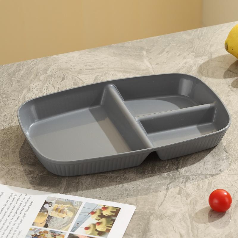 1Pc Divided Dish Diet Reusable Dinner Plate Kitchen Dinnerware Portion Plates For Adults 3 Compartments Microwave Safe