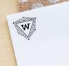 Printtoo W Alphabet Monogram Initial Triangle Swirl Border Office Stationary R-40 Self Inking Rubber