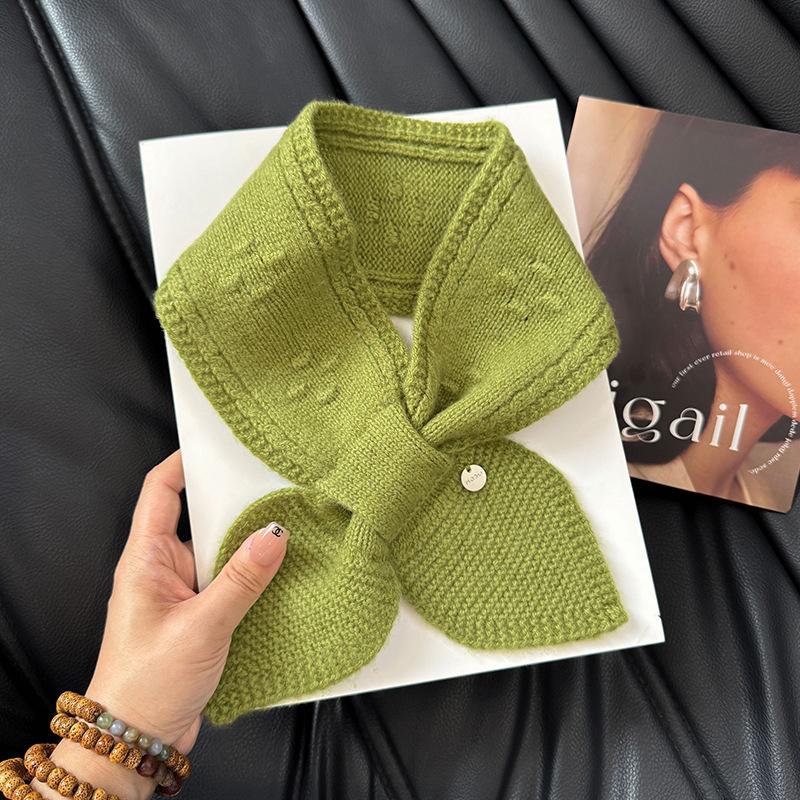 The Cross Knitted Small Scarf Is A New Korean Style for Women's Autumn and Winter. It's Versatile  Warm and Protects The Neck