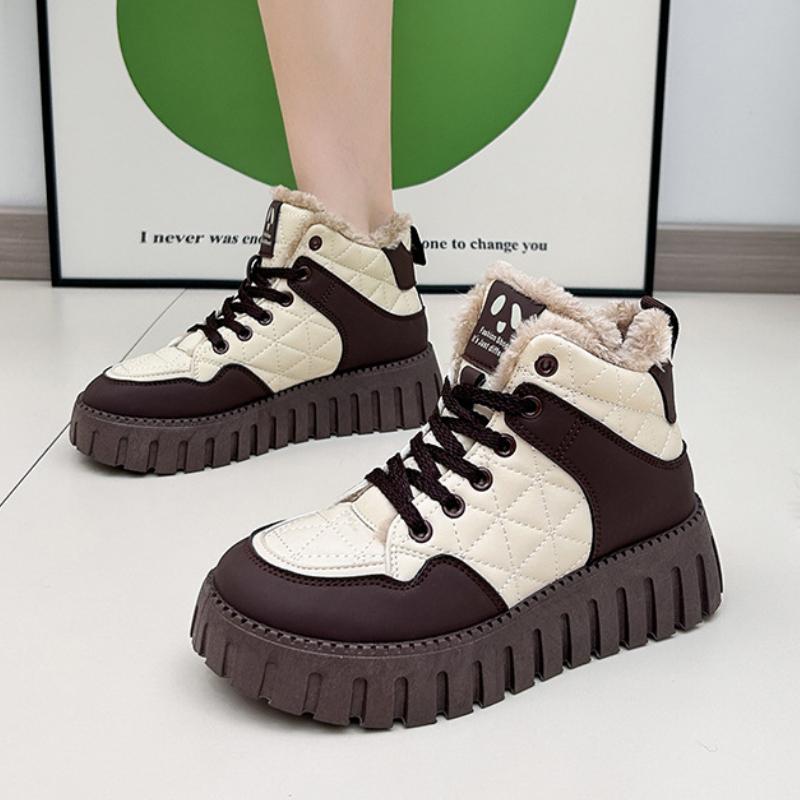Fashion Thick Soled Women's Cotton Shoes 2024 New Winter High Top Warm Dad Shoes Versatile Casual Sports Vulcanized Platform Sneakers