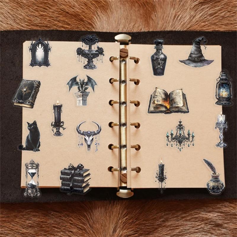 50PCS Vintage Darkness PET Sticker Aesthetic Tear Open Decoration Scrapbooking DIY Hand Accounting Stationery Supplies