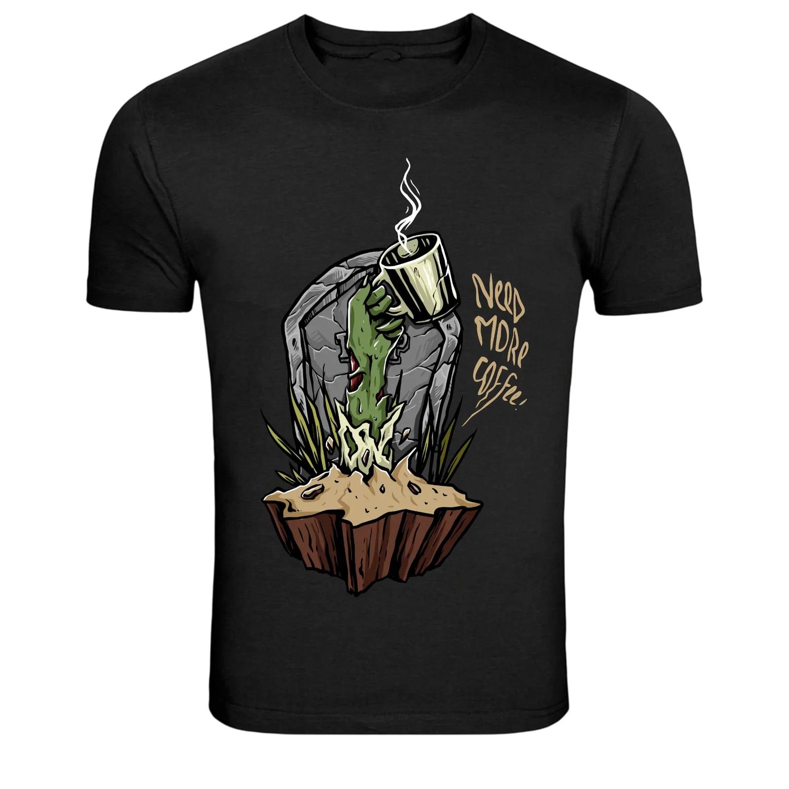 Zombie Hand Need More Coffee Funny Graphic T Shirt S