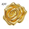 Elegant Floral Badge Vintage Golden Plated Rose Brooch, Metal Flower Lapel Pin for Brooch Women, Relief Suits Dresses Shirts Scarves Romantic Jewelry