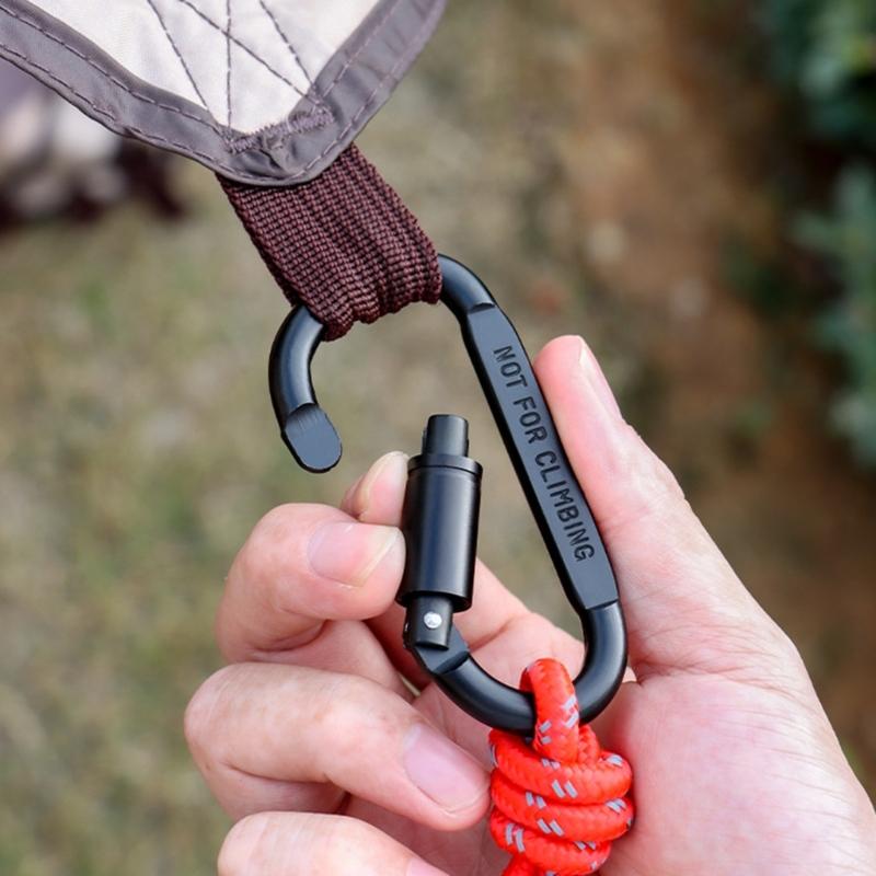 4 Stück Aluminiumlegierung Verriegelungskarabiner Feder-Schnapphaken D-Ringe Verriegelungskarabiner für Outdoor, Camping, Wandern, Angeln