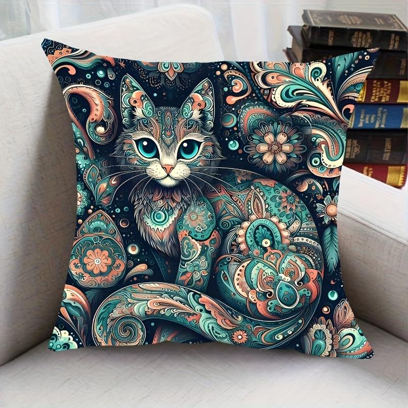 Cat Pattern Cushion Covers Chair Living Room Pillowcase Cozy Zipper Sofa Pillow Covers Animal Bedroom Indoor Home Decor