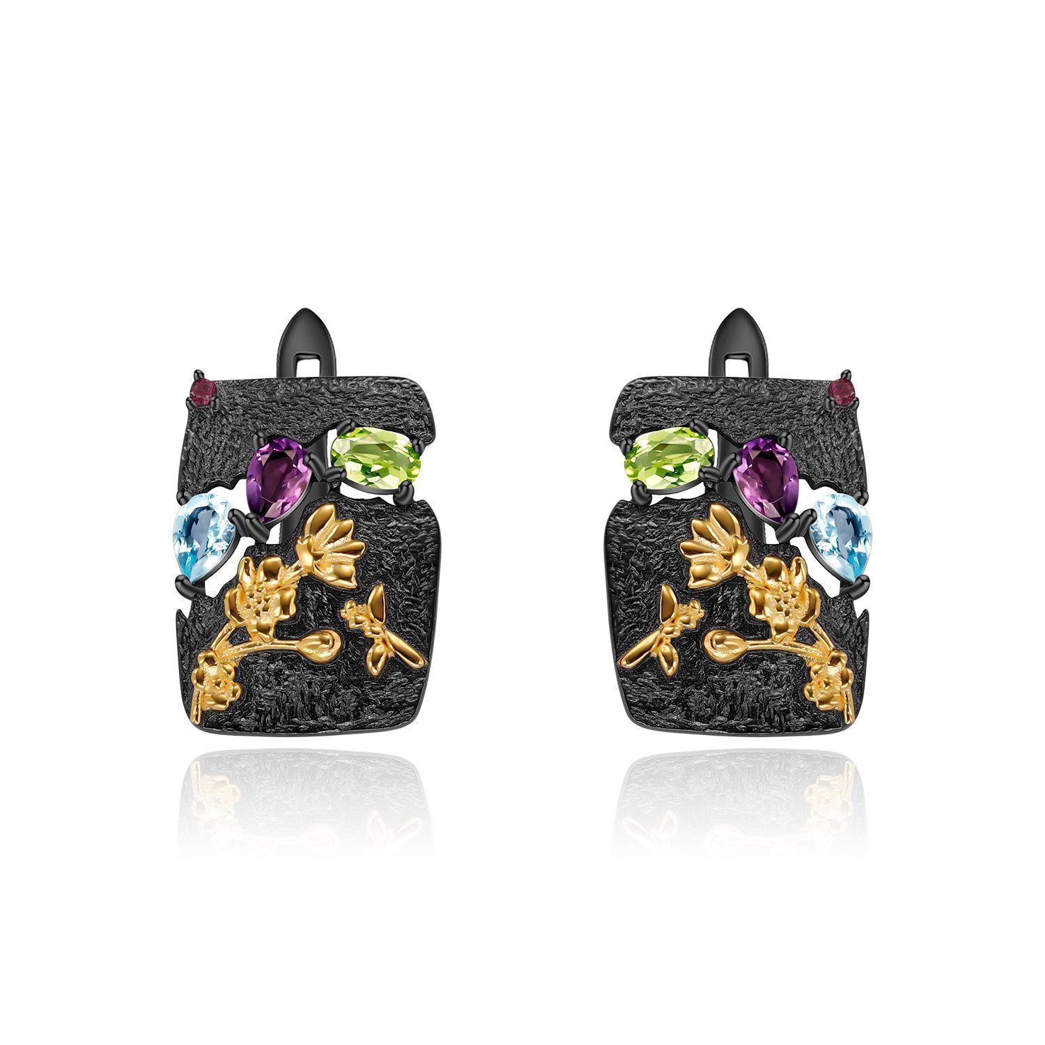 

Оригинальные дизайнерские высококачественные серьги в естественном стиле в стиле ретро, ​​серебряные серьги s925 с натуральной розой и гранатом