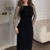 Rochie sexy cu mânecă lungă, slim fit, cu imprimeu floral