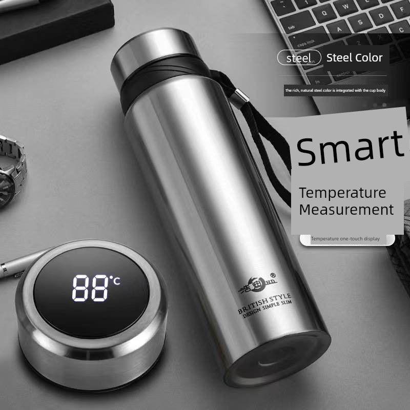 304 Stainless Steel Large-Capacity Thermos Cup, Smart Portable Outdoor Fitness Business Tea Cup, Sports Water Bottle