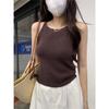 Real Shot, Summer New French Hollow Knitted Sling Vest Women's Backless Slim-fitting Age-reducing Sleeveless Top