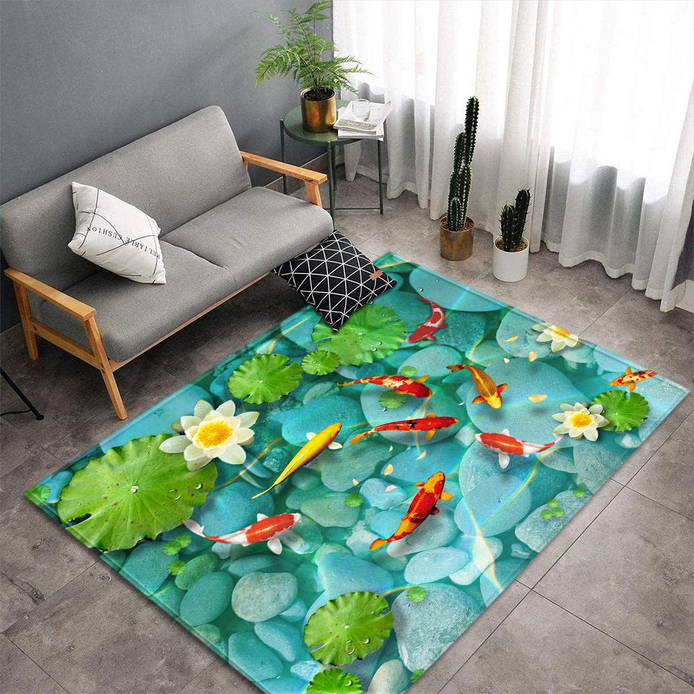 3D Beach Sea Carpets Home Decor Pebble Lotus Pond Living Room Area Rug Bedroom Rug for Boys Floor Mat Soft Kitchen Rug Doormat