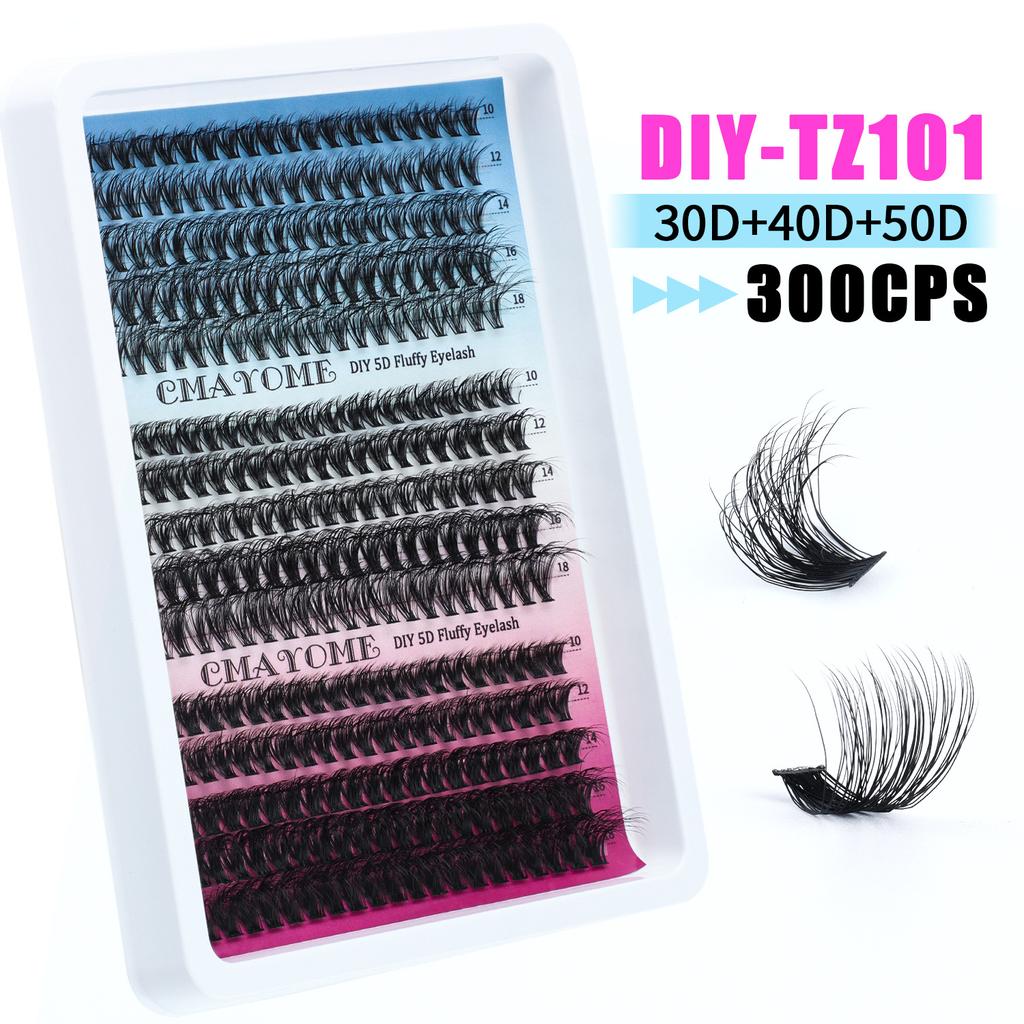 Thick 300-Cluster D-Song Mixed False Eyelash Set 10-18M Curled Diy Segmented Eyelashes
