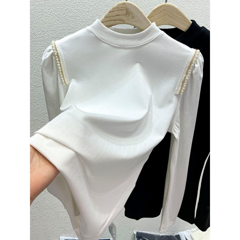 Half Turtleneck Autumn Base Shirt Long Sleeve Black T-shirt for Women Autumn and Winter Thin New Design Top