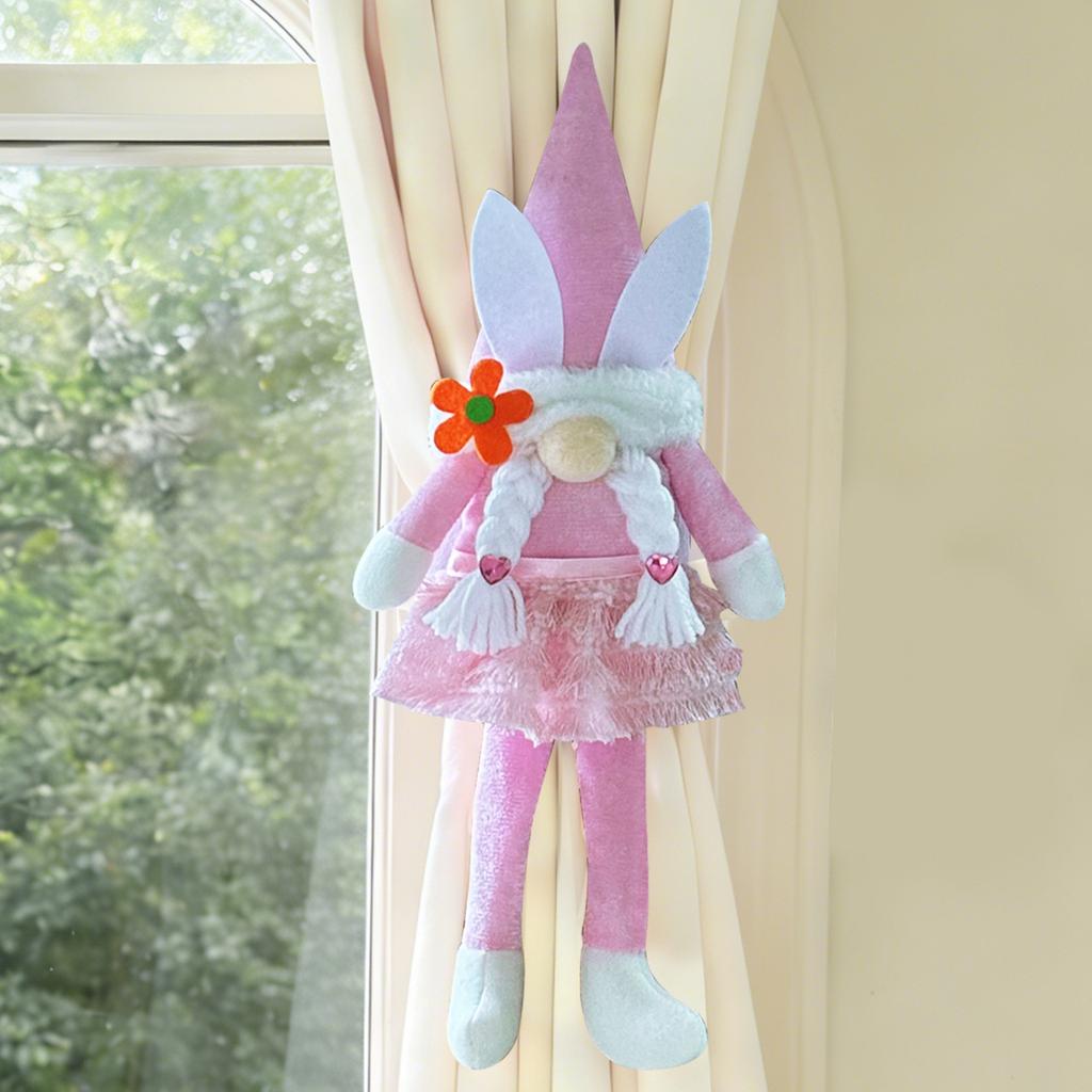 Easter Curtain Tassel Decorations Face-less Easter Bunny Spring Scene Arrangement Party Holiday Decorations