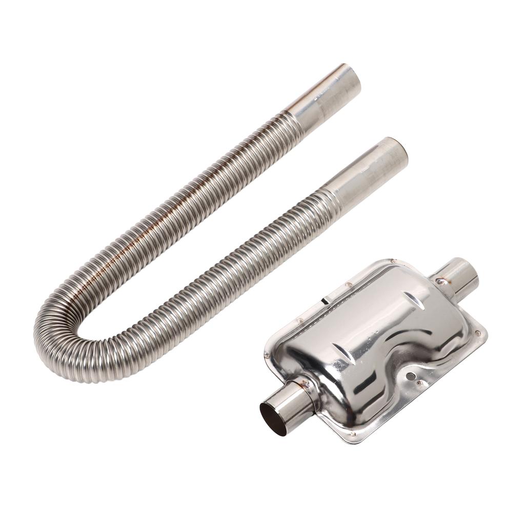 Parking Air Heater Exhaust Pipe with Muffler Stainless Steel Fuel Tank Diesel Gas Vent Hose 2.5cm Inner Diameter 60cm