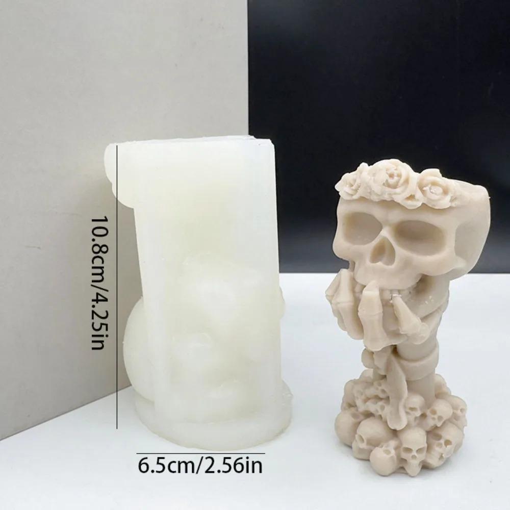 

Силиконовая форма для свечей серии «Череп» Форма из гипсовой смолы в виде розы на Хэллоуин Инструмент для самостоятельного изготовления мыла Декоративные украшения на Хэллоуин Инструменты для изготовления свечей B