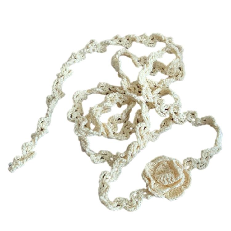 Вязаное колье-чокер с розой Уникальное утонченное колье Элегантное колье Женские аксессуары жёлтый