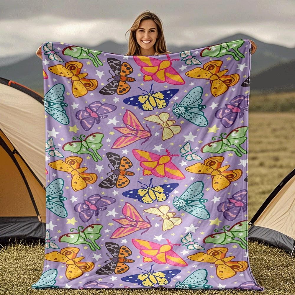 

Butterfly and Moth Patterns Blanket for Sofa Bed Travel Camping Living Room Office Conditioning Blanket for All Seasons Gifts 75x100cm