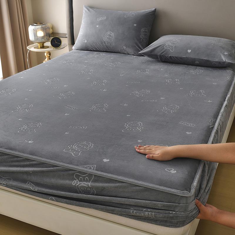 

New High Weight Thick Warm Baby Fleece Jacquard Bed Sheet Mattress Protective Cover for Autumn and Winter 120x200cm