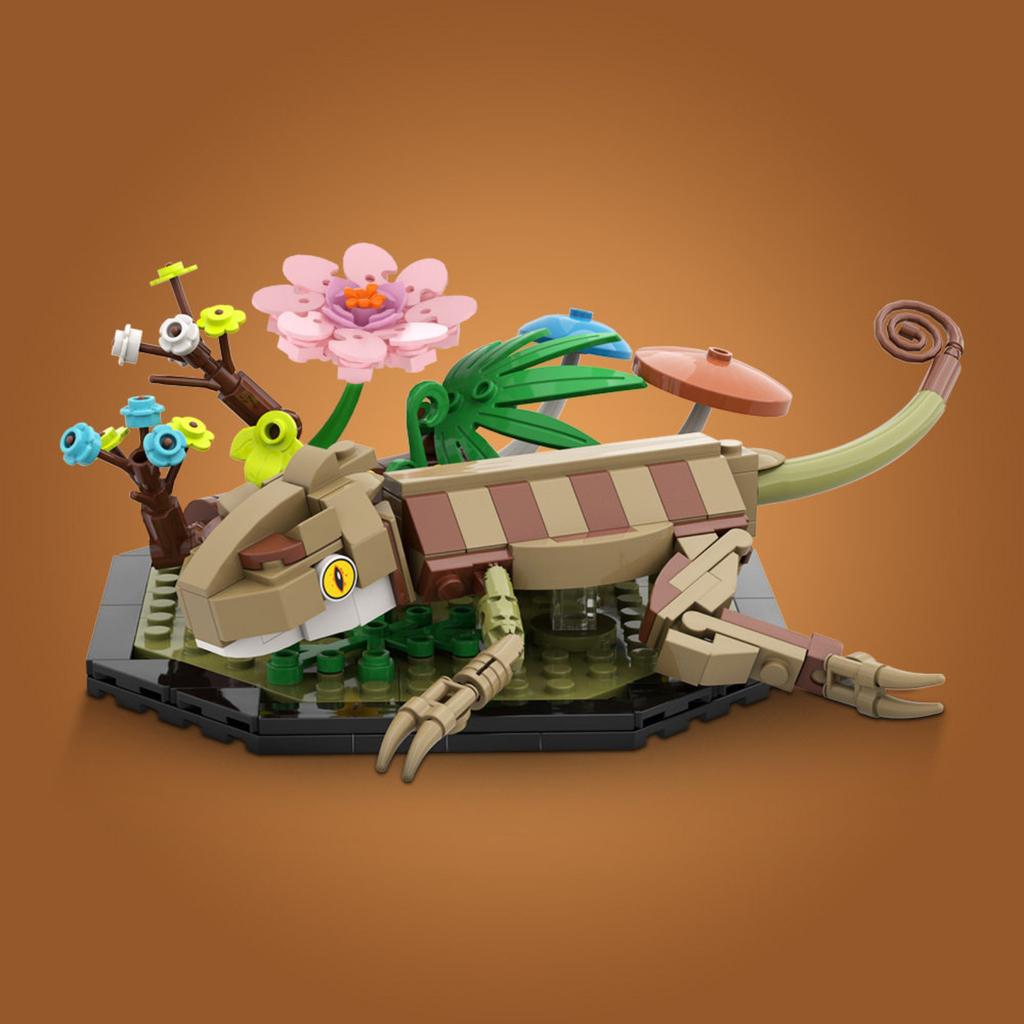Reptile Tail Lizard Building Blocks Small Particle Assembly Toy Educational Construction Set for Children Compatible with Standard Bricks