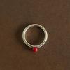 modernlike silver 925 round red ball ring