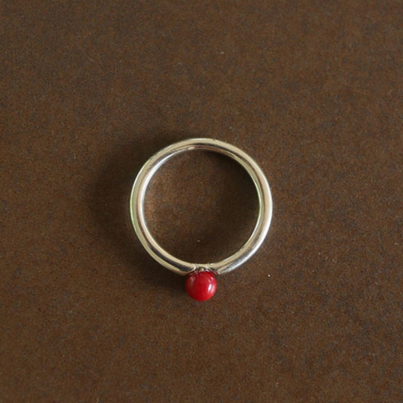 modernlike silver 925 round red ball ring