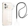 Case and Neck Strap for Honor 600 5G - Transparent Soft TPU Adjustable Black Cord Phonillico®