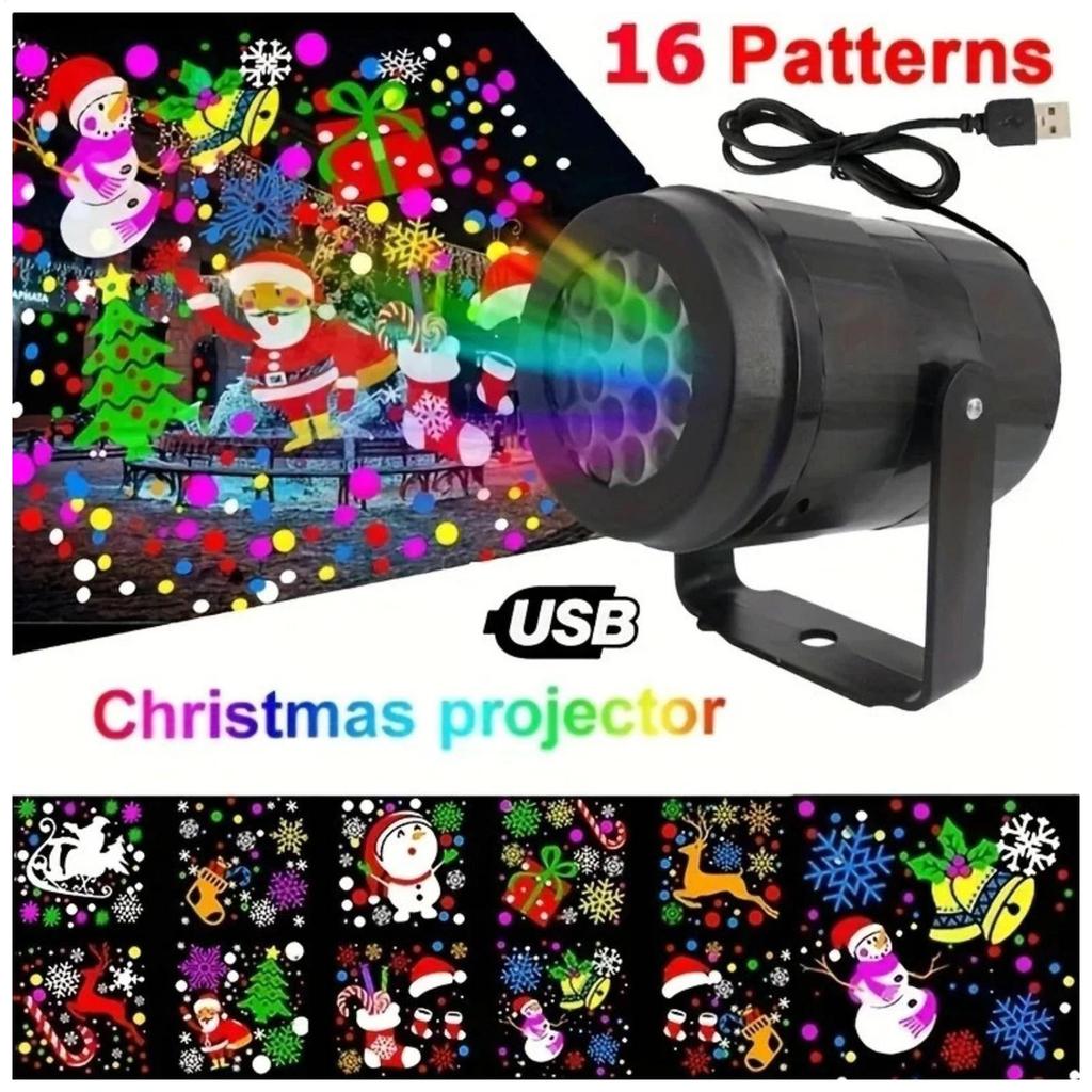 16 Patterns Christmas Projector Lights Rotatable Christmas Decoration Outdoor/Indoor Led Projector for Holiday Party Xmas Decor