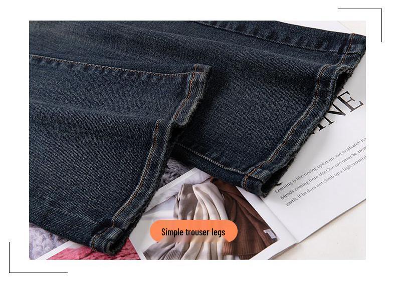 Velvet-Enhanced Thick Denim Flare Pants: High-Waisted, Double-Button Style for Women - 2025 Autumn/Winter Trendy Fashion.
