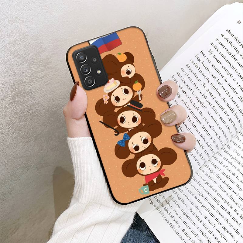 RUICHI pouzdro na telefon Čeburaška pro Samsung Galaxy A02 A12 A21 A22 A32 A41 A42 A51 A71 A72 skořepina