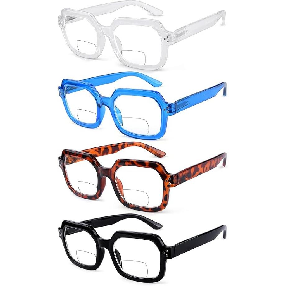 Eyekepper 4-pack Bifocal Reading Glasses for Women Large Frame Bi-focal Readers 3.0 x