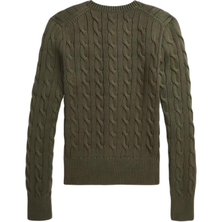 Polo Ralph Lauren Solid Color Single-Breasted Round Neck Long Sleeve Knit Sweater Women sweater Olive WMPOSWENDW20355-300