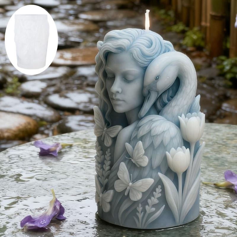 Sturdy Silicone Cygnus Girl Candle Mould for Creating Elegant Christmas Decorations and Gift
