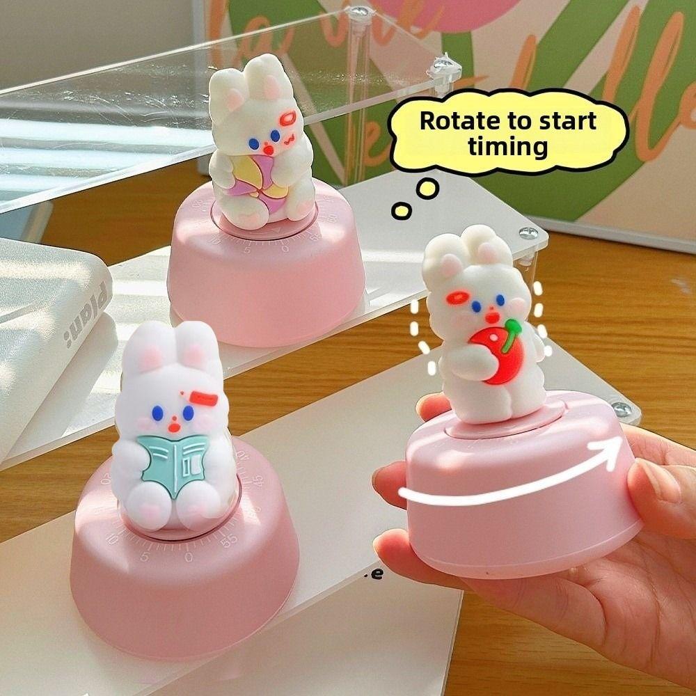 Cute Mechanical Kitchen Timer 60 Minute Cooking Timer Portable Rabbit Timer Reminder Tool