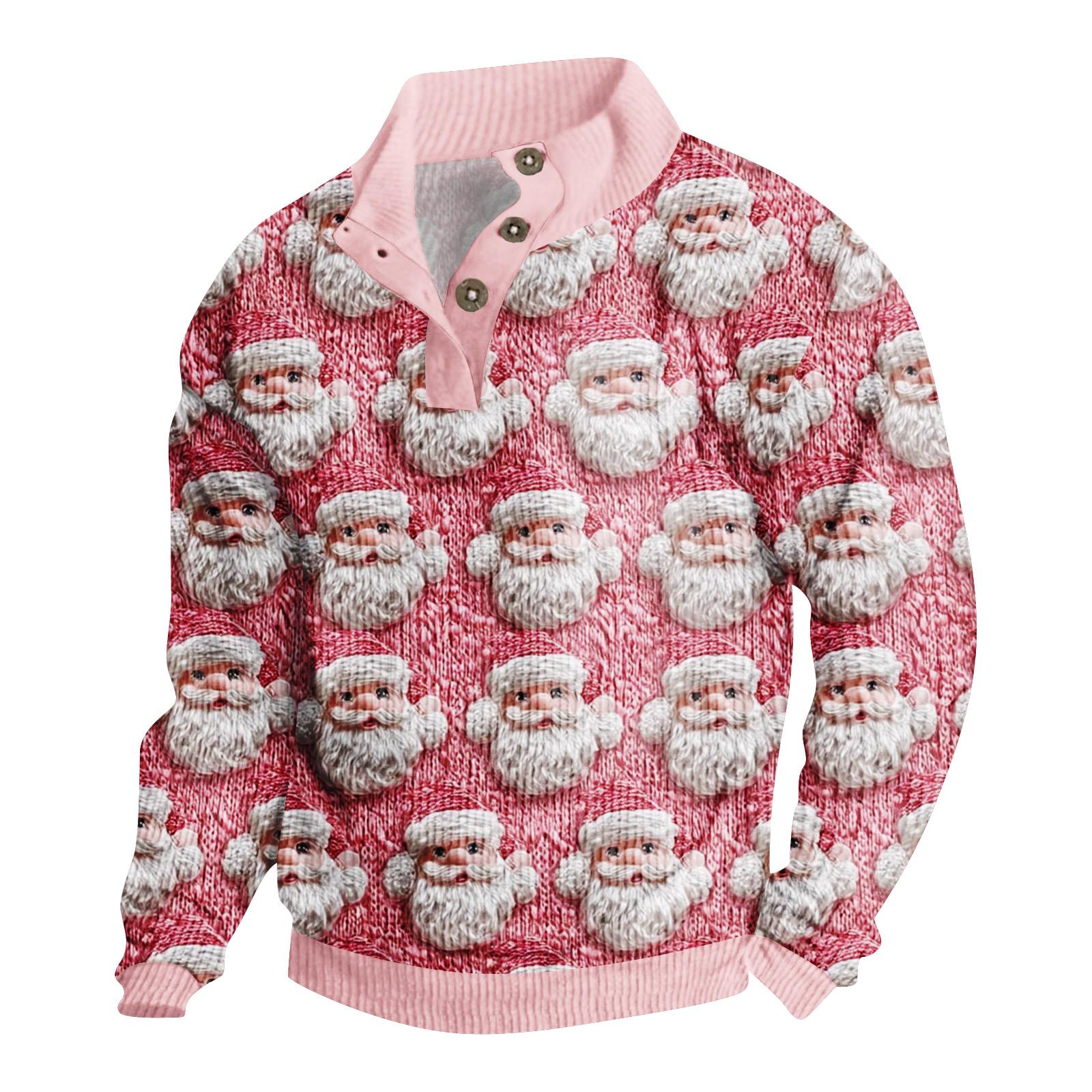 

Мужская вельветовая рубашка на пуговицах с рождественским принтом L розовый