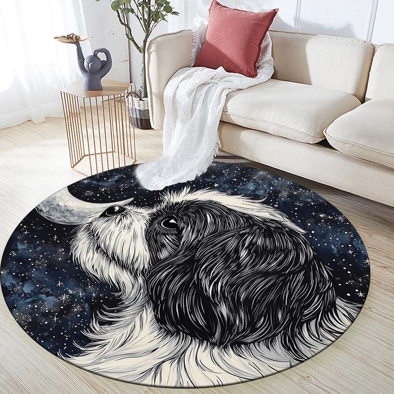 Shih Tzu Pattern Round rug,Carpet Rug for Living Room Bedroom Playroom ,Non-slip Floor Mat,Holiday Gifts and Birthday Gifts.