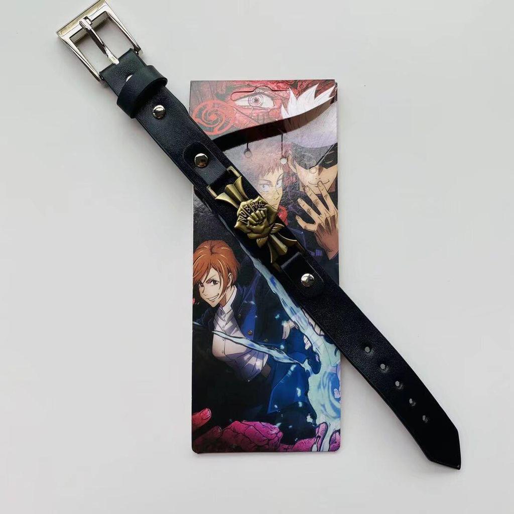 Anime Mix Faux Leather Bracelet: Attack on Titan, Naruto, Jujutsu Kaisen, Demon Slayer, Fairy Tail, Death Note.