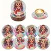 8pc/sets A Lovely Little Girl Diamond Painting Coasters DIY Diamond Art Coasters 5D Full Drill Diamond Coasters Acrylic Round Cup