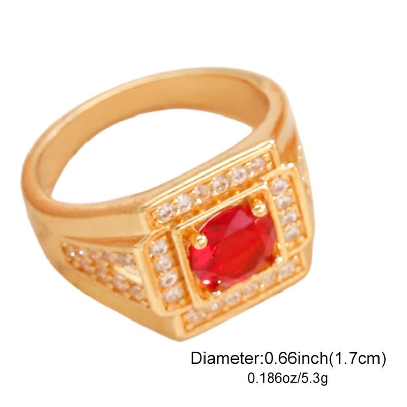 Luxury Large Red Cubic Zirconia Ring for Women Men Exaggerated Copper Inlaid Zircon Geometric Index Finger Ring Design Zircon