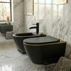 Pola Black Floor-Mounted Bidet Tap with Stopper