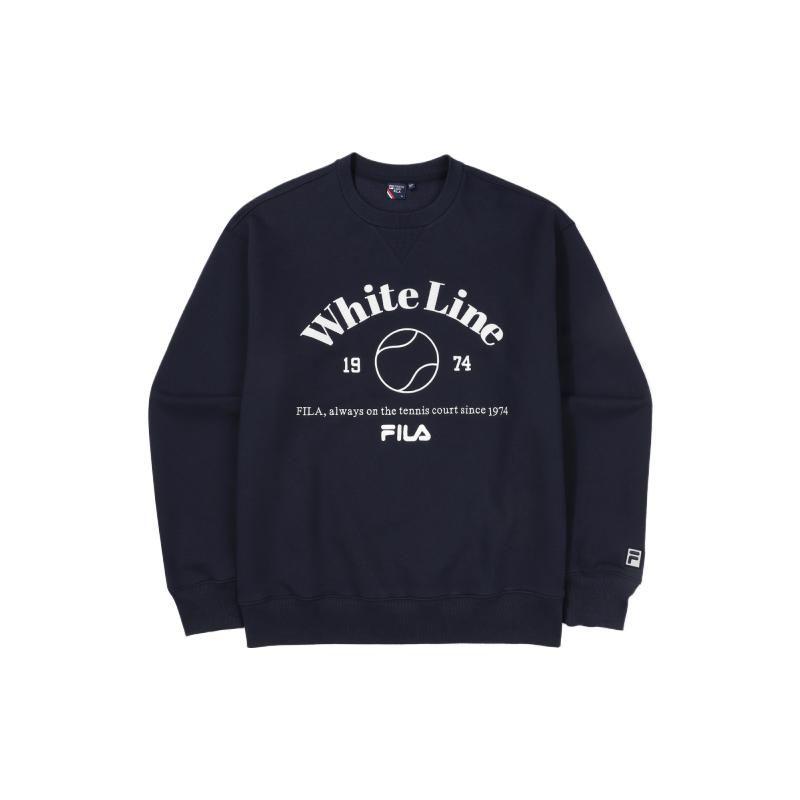 FILA American Style Sweatshirt Autumn Letter Print Crew Neck Sweatshirt Unisex sweatshirt Navy-Blue FS2POF1332X-INA M