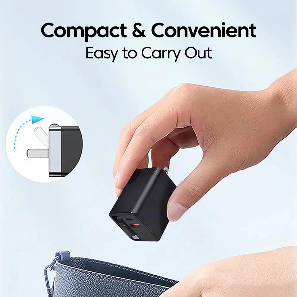 80W GaN USB-C-Ladegerät mit einziehbarem Kabel, Schnellladeadapter für iPhone, Samsung, Xiaomi, Huawei, EU/US/UK-Stecker, Schnellladegerät