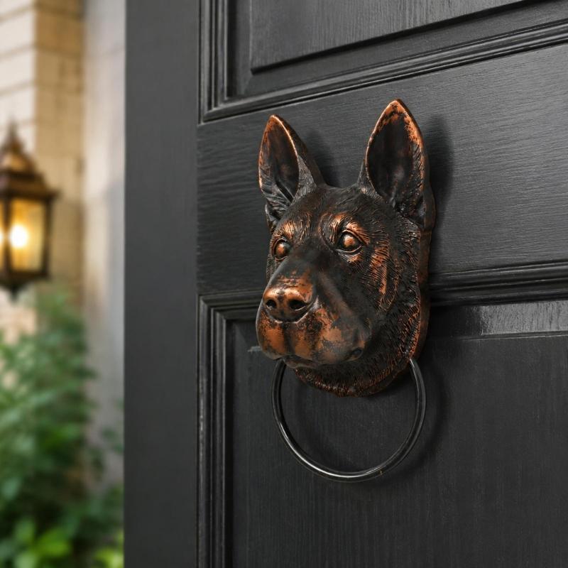 Decorative Animal Door Knocker with Raised Head and Lifting Handle for Wood, Metal, Garden, Entry, and Shop Entrances