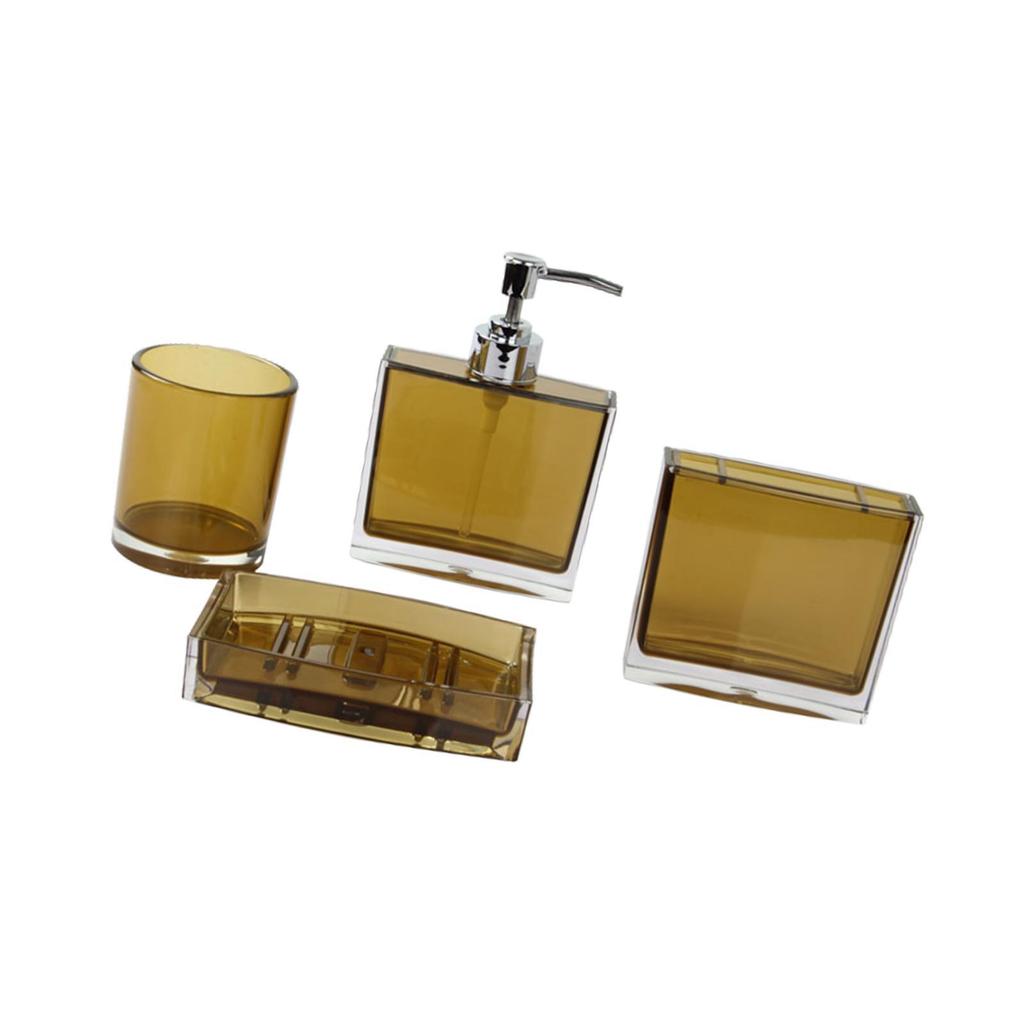 4 Pieces Soap Dispenser Portable Toothbrush Holder Bathroom Accessories Set Bathroom Organizer for Vanity Hotel Bathroom Decor